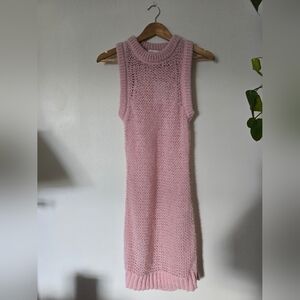 New Lovers And Friends Lilith Pink Crochet Knit Dress Size Large